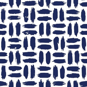 Wolfgang Nursery Suite - Basket Weave Painterly Navy Blue and White