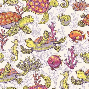 Sea ​​turtle cute summer pattern