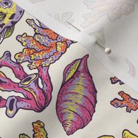 Whimsical pink yellow fish