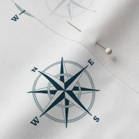 2" compass rose and rope in  navy on white