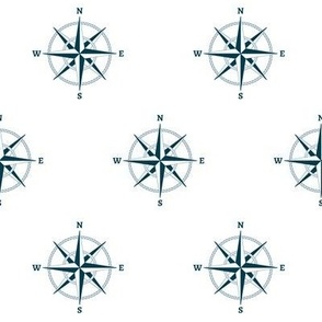 2" compass rose and rope in  navy on white