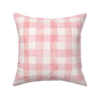 Peach plaid check fabric. Watercolor pastel peach check pattern.