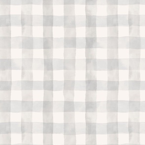 Grey plaid check fabric. Watercolor light grey check pattern.