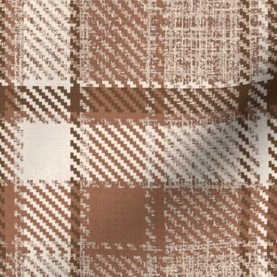 Tweed Mohair Woollen Tartan Cloth Brown Sugar Ivory