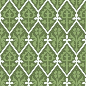 Gothic Revival floral lattice, leaf green