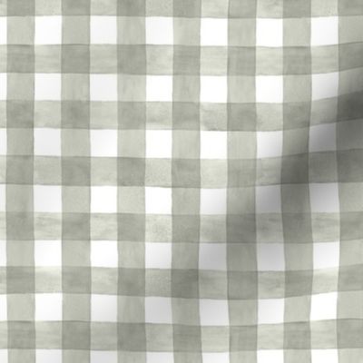 Evergreen Fog Gingham Buffalo Plaid - Small Scale - Watercolor Painted Green Grey Gray Sage