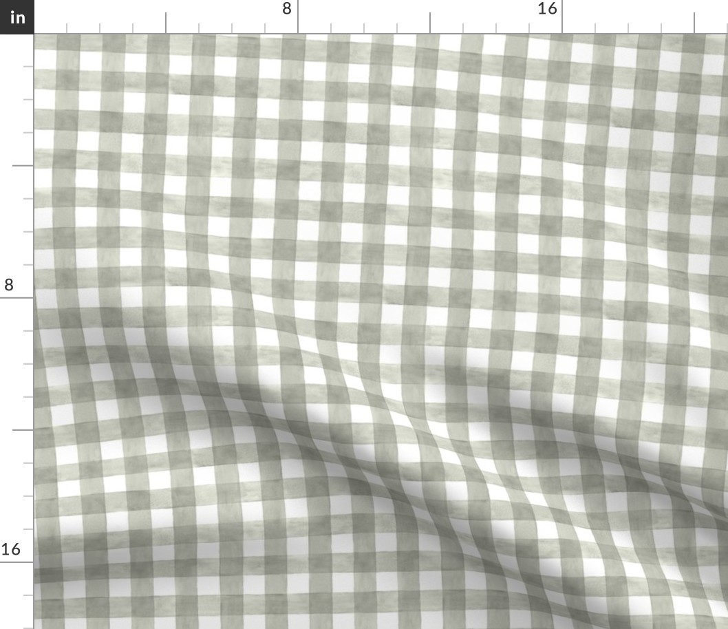 Evergreen Fog Gingham Buffalo Plaid - Small Scale - Watercolor Painted Green Grey Gray Sage