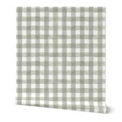 Evergreen Fog Gingham Buffalo Plaid -Medium Scale - Watercolor Painted Green Grey Gray Sage