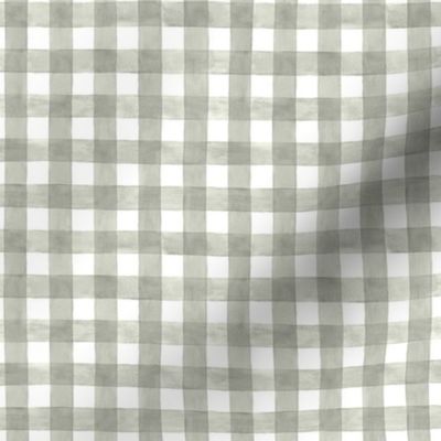 Evergreen Fog Gingham Buffalo Plaid - Ditsy Scale - Watercolor Painted Green Grey Gray Sage