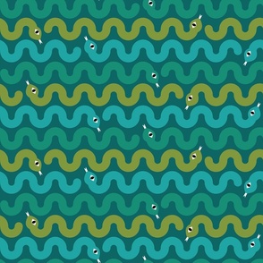 Squiggly Snakes – Teal