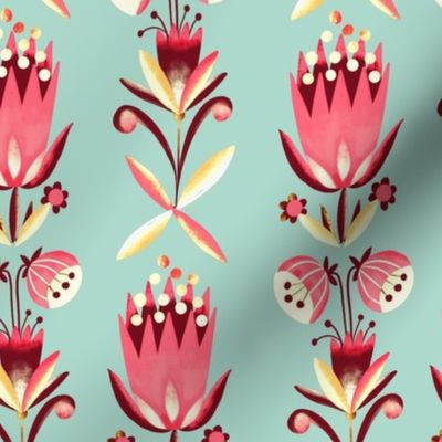 folk art tulip rows // mint