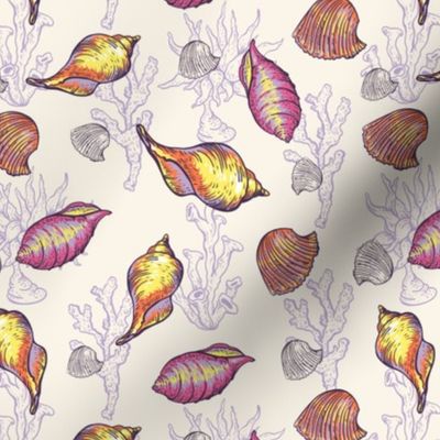 Seashell colorful summer pattern