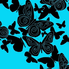 Butterfly Shadows-sky blue and black