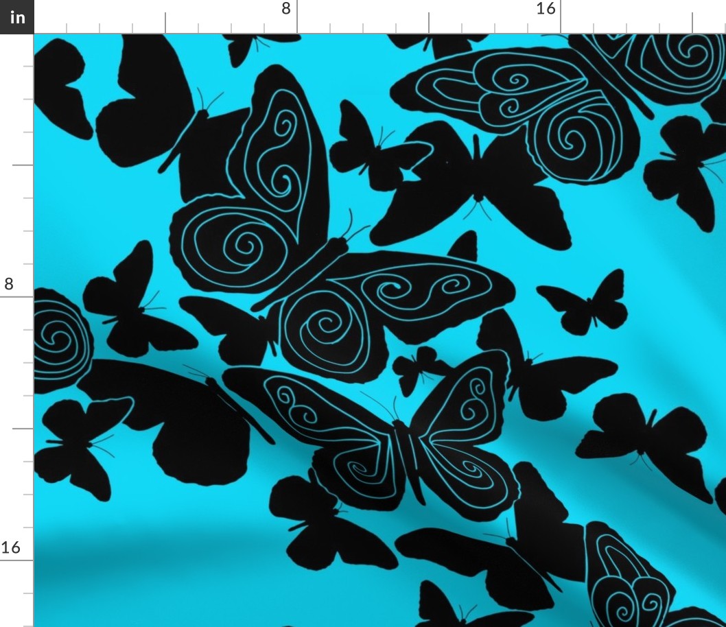 Butterfly Shadows-sky blue and black