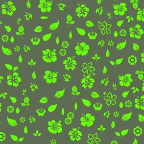  flowers art with green background