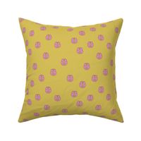 Smart is sexy - nineties style brain design for students and teachers pink on ochre yellow