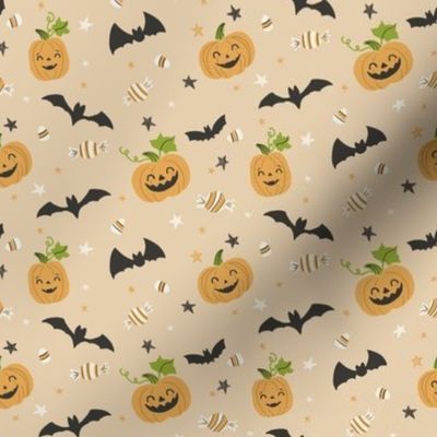 small scale cute halloween pumpkins bats and candy