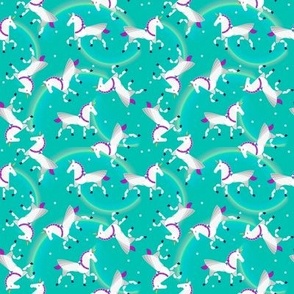 Small scale • Happy unicorn green background