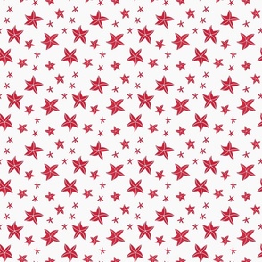 Starfish Allover Red on White