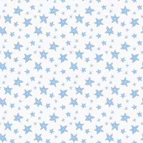 Starfish Allover Blue on White
