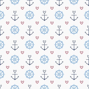 Anchor Heart Navy Red Blue