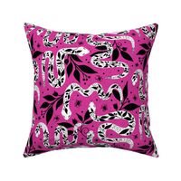 Gothic Snakes and Spiders on a Dark Pink Background