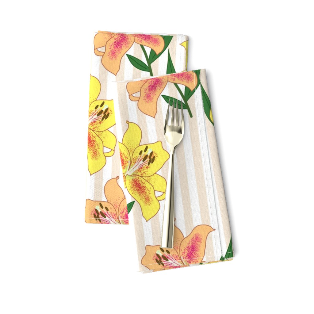 California Christmas Lilies #2 - linen beige stripe, medium