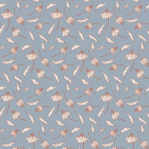 Asters - Floral Doodles | S size | 6" | on muted blue