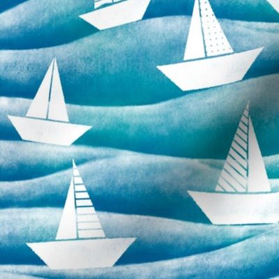 Paper boats in the ocean - sailboats, sailing, nautical, sea, sea waves