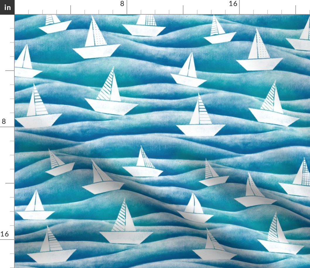 Paper boats in the ocean - sailboats, sailing, nautical, sea, sea waves