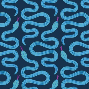 Serpentine navy turquoise large scale by Pippa Shaw