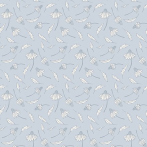 Asters - Floral Doodles | S size | 6" | on muted light blue