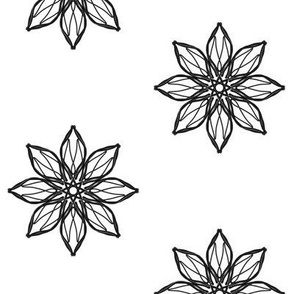 Stellar Fantasy Flowers of Black on White