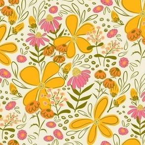 June Flowers on Cream