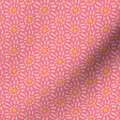 Guava Sun Dots on Pink Background