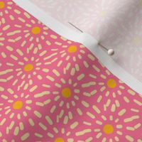 Guava Sun Dots on Pink Background