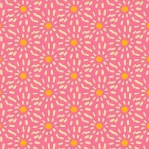 Guava Sun Dots on Pink Background