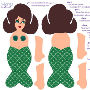 Merna the Mermaid with Brown Hair and Green Fin