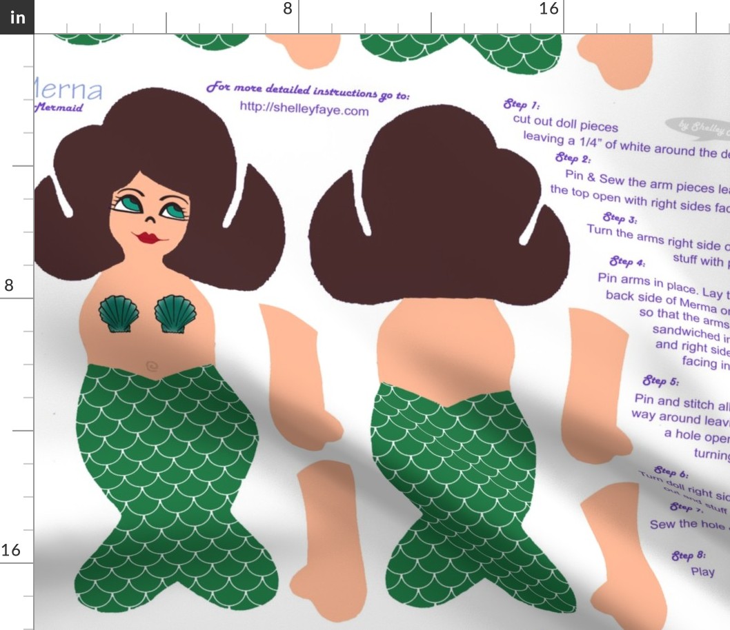 Merna the Mermaid with Brown Hair and Green Fin