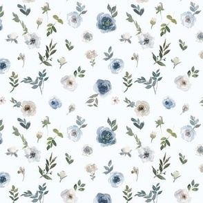 Watercolor Dusty Blue Floral