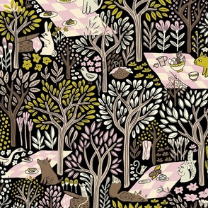 Picnic in the woods (black and pink)