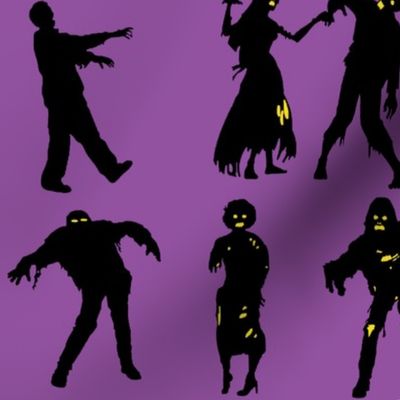 zombie walk 12 inch repeat , black on purple
