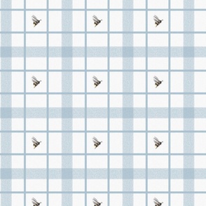 Bumble Bee Cottage Core Home Gingham on blue, Modern cottage, plaid, checks, stripes, honey bee, home decor