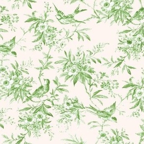 Bird Toile Original Pink Green