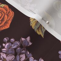 Vintage lilac and roses on black