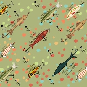 Vintage Fish Fabric, Wallpaper and Home Decor