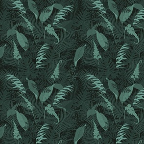 Forest Fern Teal Monochrome Medium