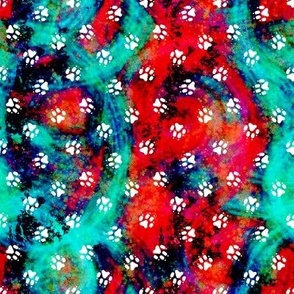 Dark summer tie dye Trotting paw prints