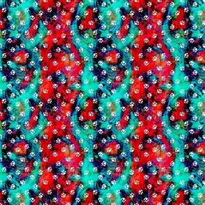 Dark summer tie dye Trotting paw prints