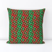 Holiday red green swirl kitty cat paw prints